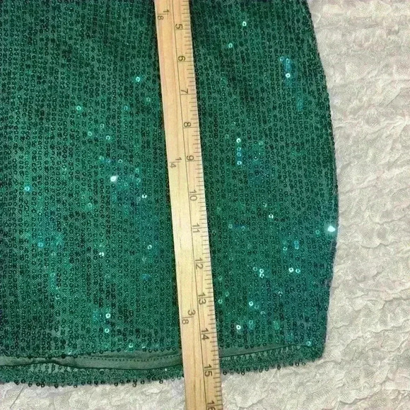 NWT Beginning Boutique Women Green/Teal Casual Skirt 8 Sequin V Waist - Picture 5 of 7